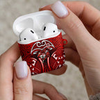 St George Illawarra Dragons Rugby AirPods Case Polynesian Tribal Dragon Warrior Red Pattern