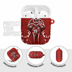 St George Illawarra Dragons Rugby AirPods Case Polynesian Tribal Dragon Warrior Red Pattern