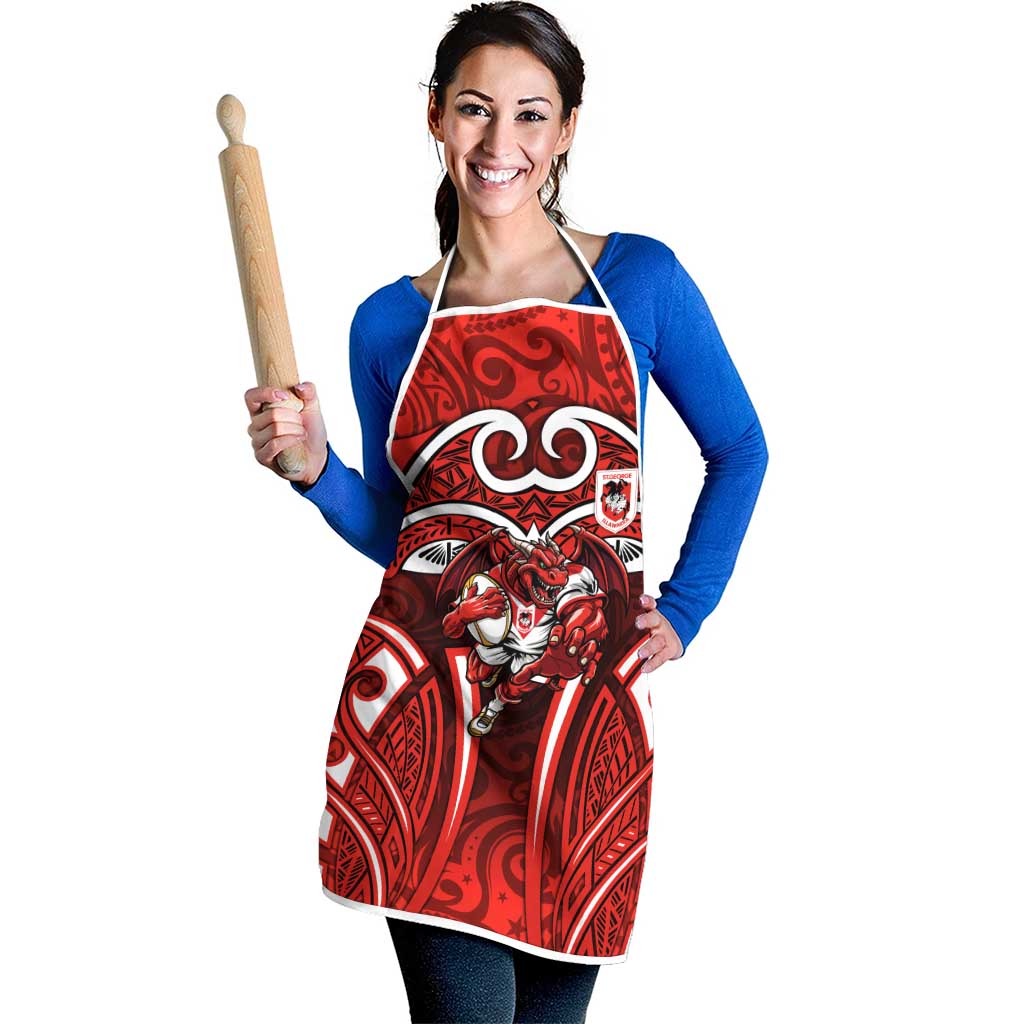 St George Illawarra Dragons Rugby Apron Polynesian Tribal Dragon Warrior Red Pattern
