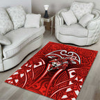 St George Illawarra Dragons Rugby Area Rug Polynesian Tribal Dragon Warrior Red Pattern