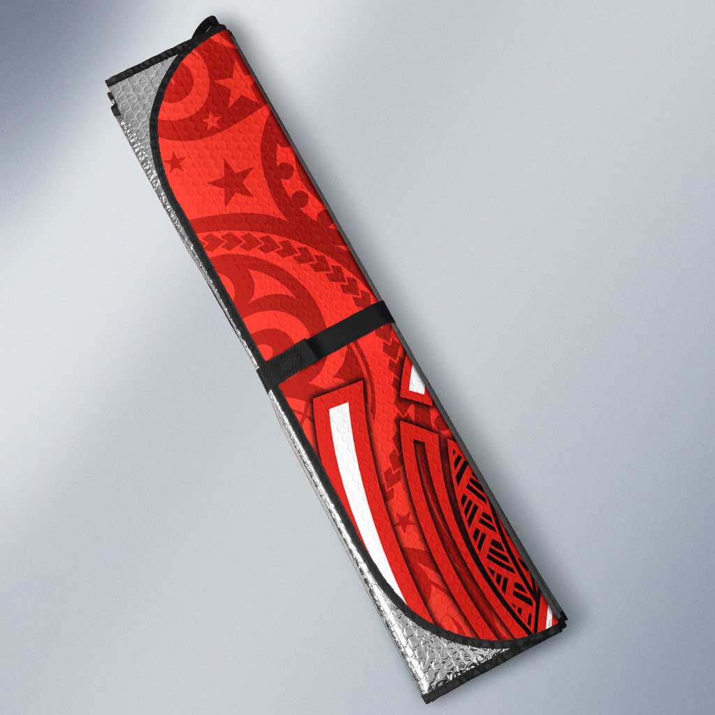 St George Illawarra Dragons Rugby Auto Sun Shade Polynesian Tribal Dragon Warrior Red Pattern