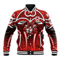 St George Illawarra Dragons Rugby Baseball Jacket Polynesian Tribal Dragon Warrior Red Pattern