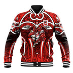 St George Illawarra Dragons Rugby Baseball Jacket Polynesian Tribal Dragon Warrior Red Pattern