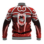 St George Illawarra Dragons Rugby Baseball Jacket Polynesian Tribal Dragon Warrior Red Pattern
