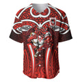 St George Illawarra Dragons Rugby Baseball Jersey Polynesian Tribal Dragon Warrior Red Pattern