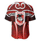 St George Illawarra Dragons Rugby Baseball Jersey Polynesian Tribal Dragon Warrior Red Pattern