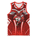St George Illawarra Dragons Rugby Basketball Jersey Polynesian Tribal Dragon Warrior Red Pattern