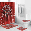 St George Illawarra Dragons Rugby Bathroom Set Polynesian Tribal Dragon Warrior Red Pattern