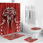 St George Illawarra Dragons Rugby Bathroom Set Polynesian Tribal Dragon Warrior Red Pattern