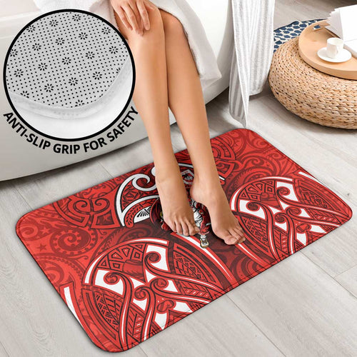 St George Illawarra Dragons Rugby Bathroom Set Polynesian Tribal Dragon Warrior Red Pattern