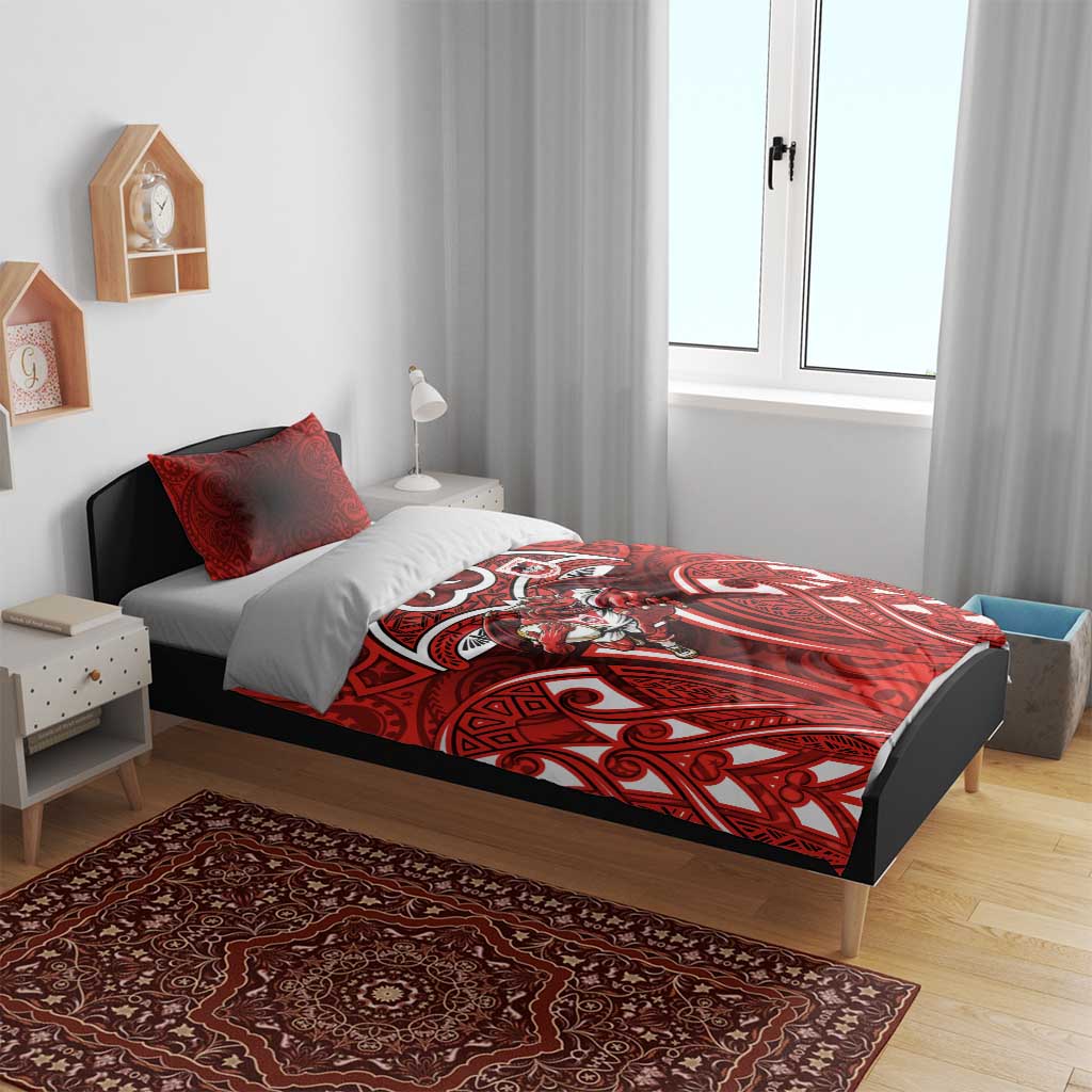 St George Illawarra Dragons Rugby Bedding Set Polynesian Tribal Dragon Warrior Red Pattern