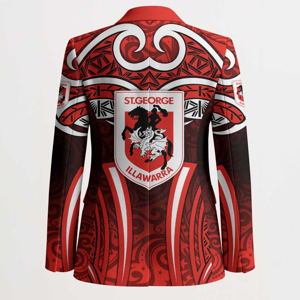 St George Illawarra Dragons Rugby Blazer Polynesian Tribal Dragon Warrior Red Pattern
