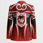 St George Illawarra Dragons Rugby Blazer Polynesian Tribal Dragon Warrior Red Pattern