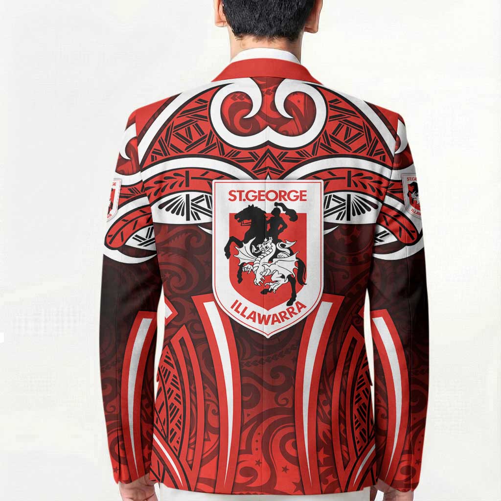 St George Illawarra Dragons Rugby Blazer Polynesian Tribal Dragon Warrior Red Pattern