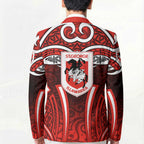 St George Illawarra Dragons Rugby Blazer Polynesian Tribal Dragon Warrior Red Pattern
