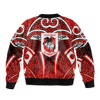 St George Illawarra Dragons Rugby Bomber Jacket Polynesian Tribal Dragon Warrior Red Pattern