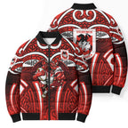 St George Illawarra Dragons Rugby Bomber Puffer Jacket Polynesian Tribal Dragon Warrior Red Pattern