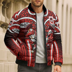 St George Illawarra Dragons Rugby Bomber Puffer Jacket Polynesian Tribal Dragon Warrior Red Pattern
