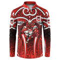 St George Illawarra Dragons Rugby Button Sweatshirt Polynesian Tribal Dragon Warrior Red Pattern