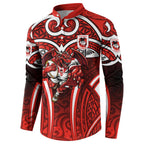 St George Illawarra Dragons Rugby Button Sweatshirt Polynesian Tribal Dragon Warrior Red Pattern