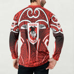 St George Illawarra Dragons Rugby Button Sweatshirt Polynesian Tribal Dragon Warrior Red Pattern