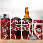 St George Illawarra Dragons Rugby 4 in 1 Can Cooler Tumbler Polynesian Tribal Dragon Warrior Red Pattern
