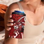 St George Illawarra Dragons Rugby 4 in 1 Can Cooler Tumbler Polynesian Tribal Dragon Warrior Red Pattern