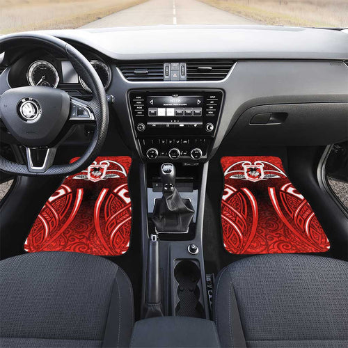 St George Illawarra Dragons Rugby Car Mats Polynesian Tribal Dragon Warrior Red Pattern