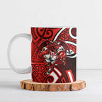 St George Illawarra Dragons Rugby Ceramic Mug Polynesian Tribal Dragon Warrior Red Pattern