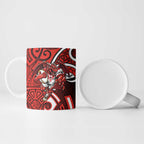 St George Illawarra Dragons Rugby Ceramic Mug Polynesian Tribal Dragon Warrior Red Pattern