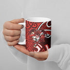 St George Illawarra Dragons Rugby Ceramic Mug Polynesian Tribal Dragon Warrior Red Pattern