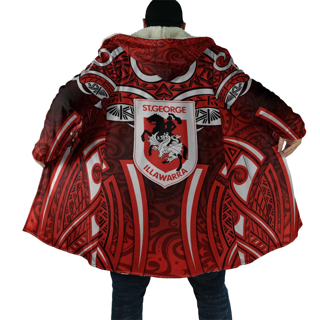 St George Illawarra Dragons Rugby Cloak Polynesian Tribal Dragon Warrior Red Pattern