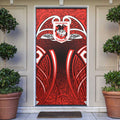St George Illawarra Dragons Rugby Door Cover Polynesian Tribal Dragon Warrior Red Pattern