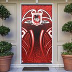 St George Illawarra Dragons Rugby Door Cover Polynesian Tribal Dragon Warrior Red Pattern