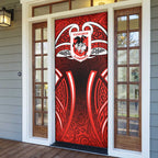 St George Illawarra Dragons Rugby Door Cover Polynesian Tribal Dragon Warrior Red Pattern