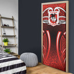 St George Illawarra Dragons Rugby Door Cover Polynesian Tribal Dragon Warrior Red Pattern