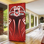 St George Illawarra Dragons Rugby Door Cover Polynesian Tribal Dragon Warrior Red Pattern