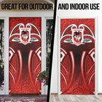 St George Illawarra Dragons Rugby Door Cover Polynesian Tribal Dragon Warrior Red Pattern