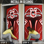 St George Illawarra Dragons Rugby Door Cover Polynesian Tribal Dragon Warrior Red Pattern