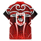 St George Illawarra Dragons Rugby Family Matching Mermaid Dress and Hawaiian Shirt Polynesian Tribal Dragon Warrior Red Pattern