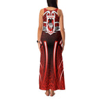 St George Illawarra Dragons Rugby Family Matching Tank Maxi Dress and Hawaiian Shirt Polynesian Tribal Dragon Warrior Red Pattern