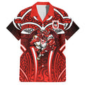 St George Illawarra Dragons Rugby Hawaiian Shirt Polynesian Tribal Dragon Warrior Red Pattern