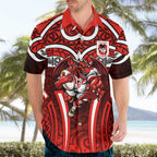 St George Illawarra Dragons Rugby Hawaiian Shirt Polynesian Tribal Dragon Warrior Red Pattern
