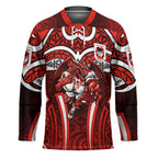 St George Illawarra Dragons Rugby Hockey Jersey Polynesian Tribal Dragon Warrior Red Pattern