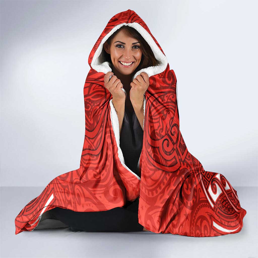 St George Illawarra Dragons Rugby Hooded Blanket Polynesian Tribal Dragon Warrior Red Pattern