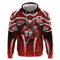 St George Illawarra Dragons Rugby Hoodie Polynesian Tribal Dragon Warrior Red Pattern