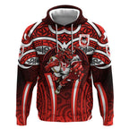 St George Illawarra Dragons Rugby Hoodie Polynesian Tribal Dragon Warrior Red Pattern
