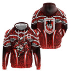 St George Illawarra Dragons Rugby Hoodie Polynesian Tribal Dragon Warrior Red Pattern