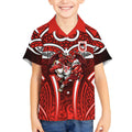 St George Illawarra Dragons Rugby Kid Hawaiian Shirt Polynesian Tribal Dragon Warrior Red Pattern