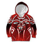 St George Illawarra Dragons Rugby Kid Hoodie Polynesian Tribal Dragon Warrior Red Pattern